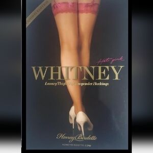 Whitney Hot Pink suspender stockings by Honey Birdette